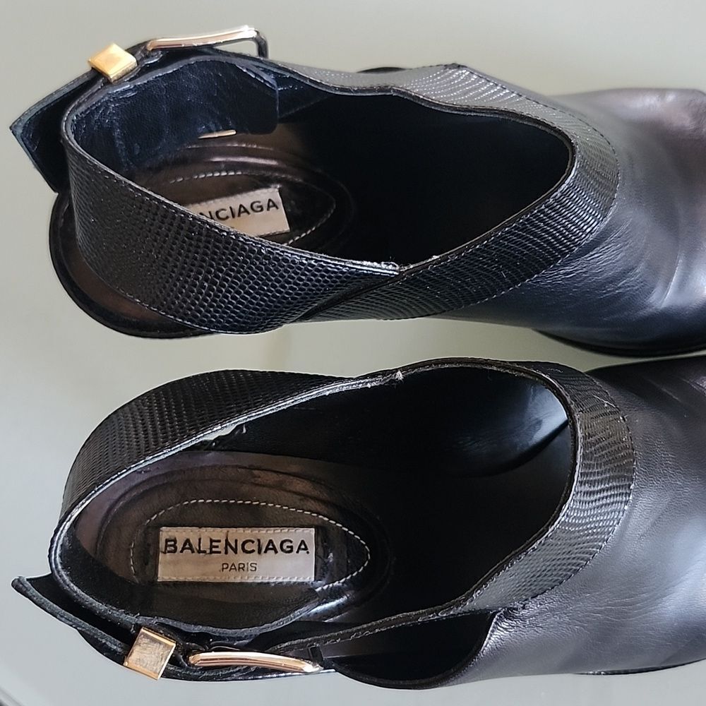Balenciaga Leather Slingback Peep Toe Chic Y2K Heels Size 40 - Picture 12 of 12